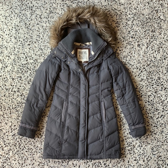 Ruehl No.925 Jackets & Blazers - Ruehl 925 by Abercrombie & Fitch Women’s Feather Down Long Grey Puff Jacket S